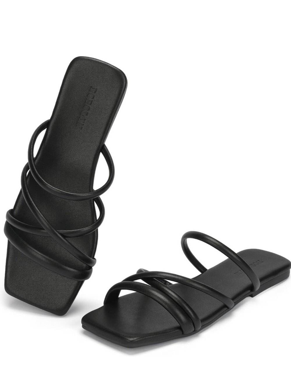 🆕Dobolin Womens Strappy Open Toe Slide Sandals Dressy Wide Feet Friendly Sz 9.5